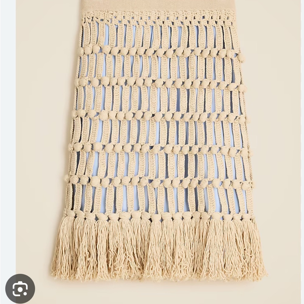 J. Crew Cream Crochet Fringe Skirt
